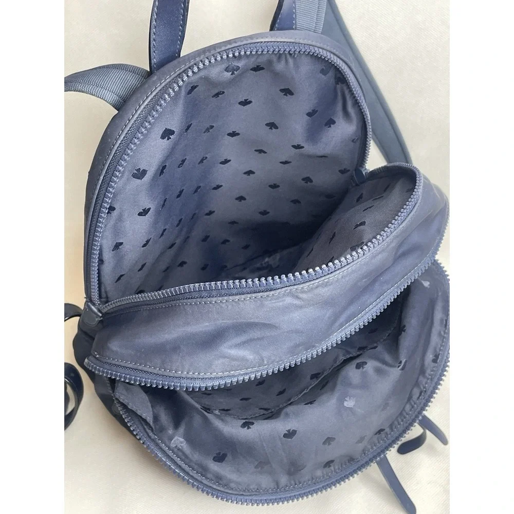 Kate Spade New York Karissa Mini Backpack Navy Blue Nightcap Leather Nylon Bag